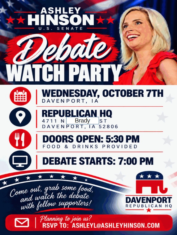 Ashley Hinson Debate and Watch Party